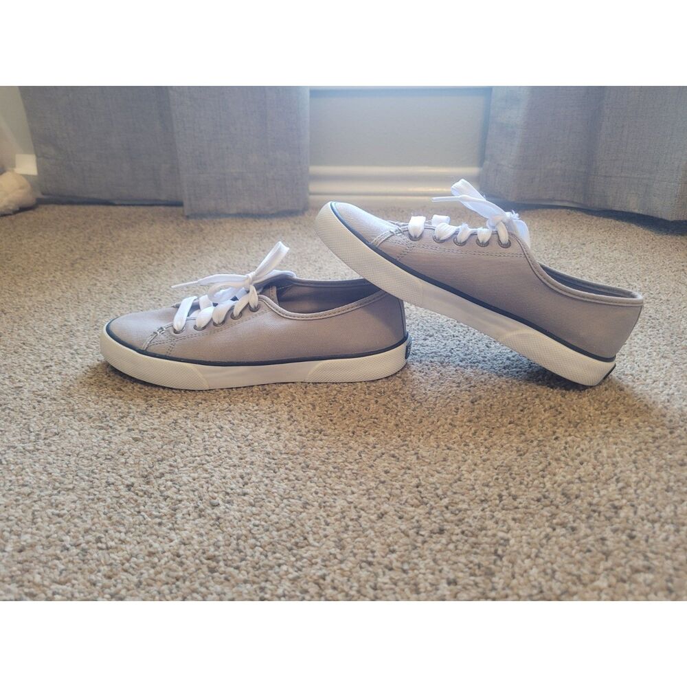 Sperry Top-Sider Grey Canvas Sneakers Women's 7M Lace Up STS95729 Low Top